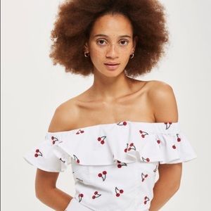 Off shoulder TOPSHOP cherry crop top BRAND NEW